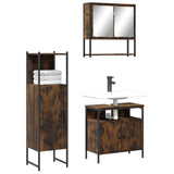 3 Piece Bathroom Furniture Set Smoked Oak Engineered Wood 3214697