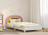 Children's Bed Frame with Headboard Cream 80 x 160 cm Velvet 42011006
