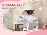 Kids Dressing Table Set Kids Make up Table with Stool and Mirror, Storage Drawers, Gift for Aged 3-8 T3398P422148