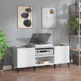 Record Cabinet White 121x38x48 cm Engineered Wood 831933
