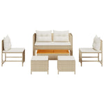 Garden Sofa Set 6 pcs Beige and cream Poly Rattan 4104703