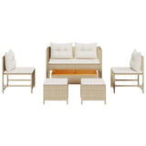 Garden Sofa Set 6 pcs Beige and cream Poly Rattan 4104703