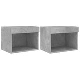 Bedside Cabinets with LED Lights Wall-mounted 2 pcs Concrete Grey 837120