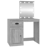 Dressing Table with LED Grey Sonona 90x50x132.5 cm Engineered Wood 816774