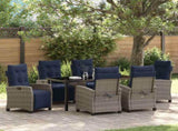 Garden Dining Set with Cushion 7 pcs Grey Poly Rattan 3380474