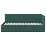 Corner Bed Frame Dark Green 100 cm x 200 cm Velvet 42016319