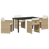 Garden Dining Set with Cushion 5 pcs Beige Poly Rattan 3379989