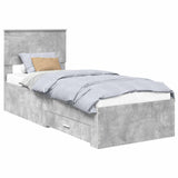 Bed Frame Concrete Grey and Silver 70 x 190 cm Engineered Wood 3410961