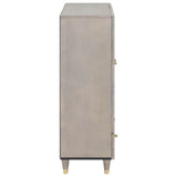 Highboard Grey and Gold 60 x 33 x 100 cm Solid Mango Wood 4018802
