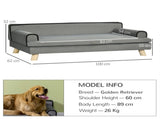 Dog Sofa, with Wooden Legs, Water-Resistant Fabric, for Medium & Large Dogs - Grey T3398P376487