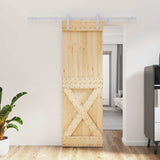 Sliding Door Natural and White 70 x 210 cm Solid Pine Wood 3444941