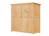 Wooden Garden Shed with Two Windows, Tool Storage Cabinet, Outdoor Double Door Organizer 127.5L x T3398P314124