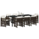 Garden Dining Set 9 pcs Brown Powder-Coated Steel 3380660