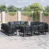 Garden Sofa Set 12 pcs Black Metal 3378844