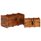 Treasure Chest Set 2 Pieces Solid Acacia Wood Honey Finish 245656