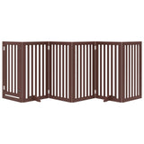 Dog Gate with Door Foldable 6 Panels Brown 300 cm Poplar Wood 352263