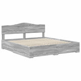 Bed Frame with Drawer Grey Sonoma 200 x 200 cm Engineered Wood 3413157