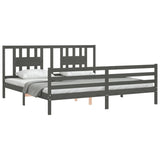 Bed Frame without Mattress Grey 200x200 cm Solid Wood 3194593