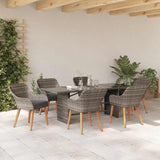 Garden Dining Set with Cushion 7 pcs Grey Poly Rattan 3261625