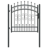 Fence Gate with Spear Top with Lock Grey 103 x 100 cm Steel 42009038