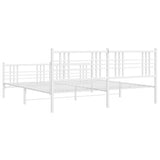 Metal Bed Frame without Mattress with Footboard White 193x203cm 376397