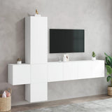 5 Piece TV Wall Units White Engineered Wood 3216457