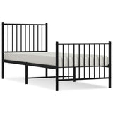 Metal Bed Frame without Mattress with Footboard Black 75x190cm 350872