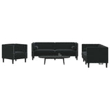Living Room Couch 3 pcs Black 194 x 74.5 x 70.5 cm Velvet 3385869