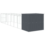Dog House with Run Anthracite 214x865x181 cm Galvanised Steel 3189122