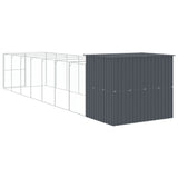 Dog House with Run Anthracite 214x865x181 cm Galvanised Steel 3189122