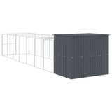 Dog House with Run Anthracite 214x865x181 cm Galvanised Steel 3189122