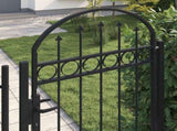 Fence Gate ASSEN with Arched Top and 2 Posts 105x170 cm Black 145751
