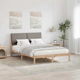 Bed frame Brown and taupe 140 x 200 cm Solid pine wood 878747