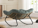 Oversize Rocking Chair Egg-Shaped Wicker Rattan Patio Lounge with Thick Cushion, Perfect for W5807P528179
