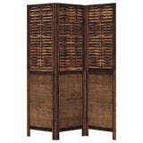 Room Divider 3 Panels Dark Brown Solid Wood Paulownia 358701