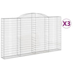 Arched Gabion Baskets 3 pcs 300x30x160/180 cm Galvanised Iron 3146576