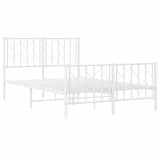 Metal Bed Frame without Mattress with Footboard White 120x190cm 374501