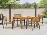Garden Dining Set 5 pcs Black Solid Acacia Wood 3365532