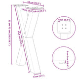 ZNTS Dining Table Legs X-Shaped 2 pcs Anthracite 50x cm Steel 4012970