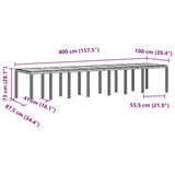 Garden Table White 400 x 100 x 73 cm Poly Rattan 3378530
