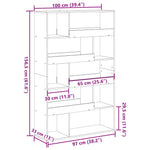 Bookcase Grey Sonoma 100x33x156.5 cm Engineered Wood 3309344
