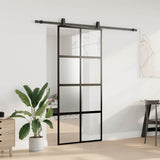 Sliding Door with Hardware Set Black 90x205 cm Tempered Glass 3375973
