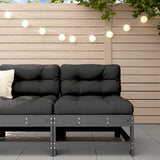 Middle Sofa with Cushions Grey Solid Wood Pine 825550