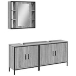ZNTS 3 Piece Bathroom Cabinet Set Grey Sonoma Engineered Wood 3214733