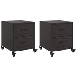 Bedside Cabinets 2 pcs Black 36x39x43.5 cm Steel 846627