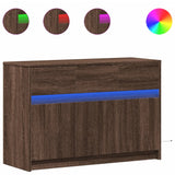 TV Cabinet with LED Brown Oak 91x34x61 cm Engineered Wood 852186