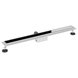 Shower Drain with Glass Cover Black 100 cm Stainless Steel 304 42015954