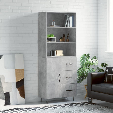 Highboard Concrete Grey 69.5x34x180 cm Engineered Wood 3189441