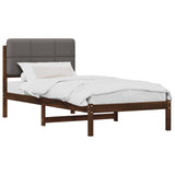 Bed Frame with Upholstered Headboard Dark Brown and Light Grey 904118