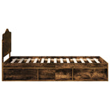 Bed Frame Smoked Oak 100 x 200 cm Solid Pine Wood 3413348